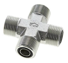 UN 13/16''-16 Male Zinc plated Steel Cross ORFS 630 Bar - Hydraulic