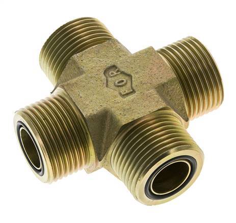 UN 1-3/16''-12 Male Zinc plated Steel Cross ORFS 400 Bar - Hydraulic