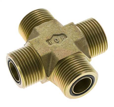 UN 1-3/16''-12 Male Zinc plated Steel Cross ORFS 400 Bar - Hydraulic