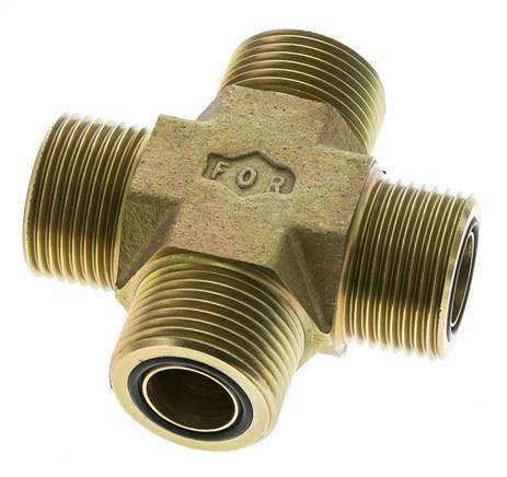 UN 1-3/16''-12 Male Zinc plated Steel Cross ORFS 400 Bar - Hydraulic