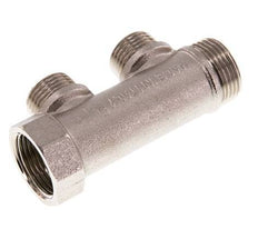 G 3/4'' x 2xG 1/2'' F/M/M Tubes de distribution en laiton nickelé 10 Bar