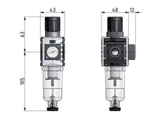 Filter-Regulator G1/4'' 1000 l/min 0.2-4.0bar/3-58psi Auto Metal Futura 0