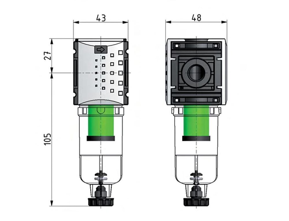 Pré-filtre 0.3microns G1/4'' 140l/min Semi-Auto Métal Futura 0