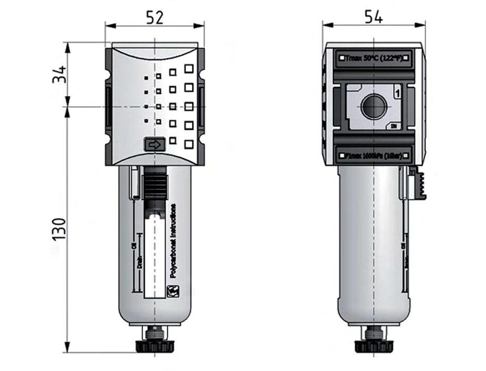 Filter 5microns G3/8'' 2200 l/min Auto Metal Futura 1