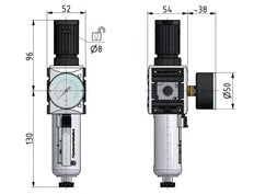 Filter-Regulator G1/4'' 2000 l/min 0.2-4.0bar/3-58psi Semi-Auto Polycarbonate Futura 1