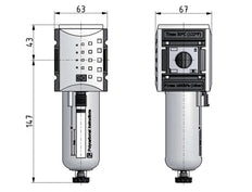 Filter 5microns G3/8'' 3500 l/min Auto Polycarbonate Futura 2