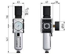 Filter-Regulator G3/8'' 4500 l/min 0.2-4.0bar/3-58psi Semi-Auto Metal Futura 2