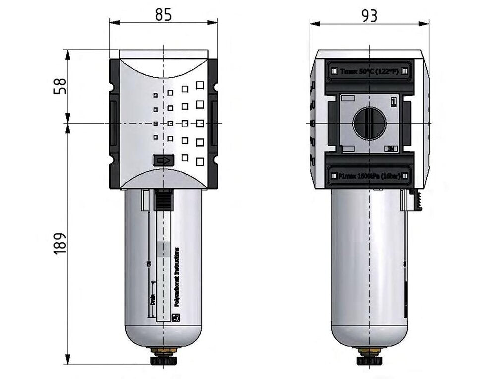 Filter 5microns G1'' 8000 l/min Auto Polycarbonate Futura 4
