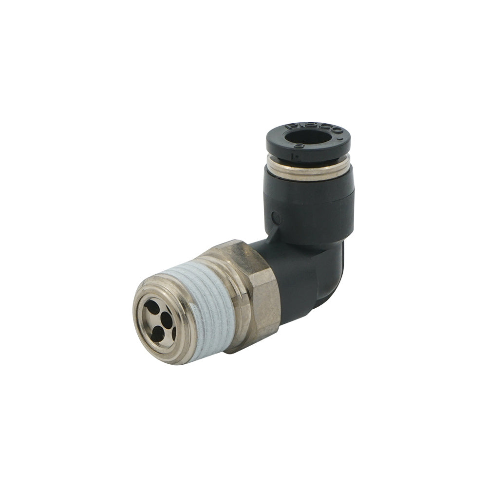 IN R1/4" x OUT 6mm Angled 1.7mm Orifice Meter-Out Check Valve