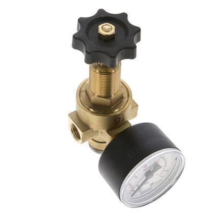 Reducteur de pression eau et air laiton G1/4'' 2.5 l/min 0.5-16 bar/7-232psi