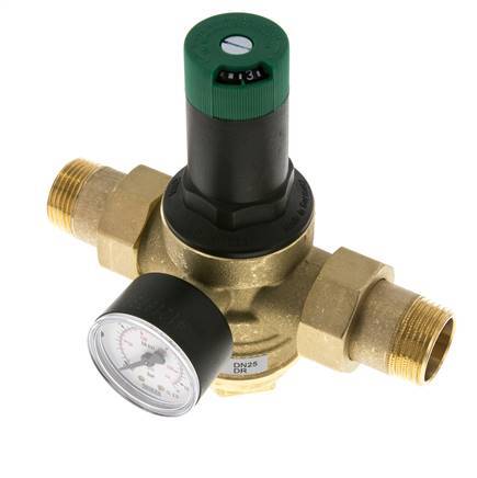 Réducteur De Pression De Filtre Laiton R1'' 97 L/Min 1.5-6 Bar/22-87Psi Eau Potable