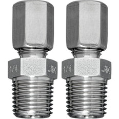 Connecteur de tuyau en acier inoxydable 6 mm vers G 1/4'' filetage externe [2 pièces].