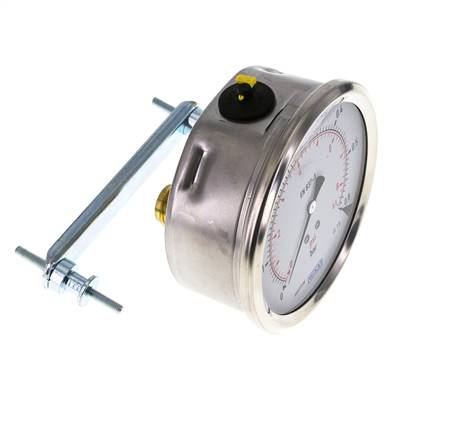 Manomètre à glycérine G1/2 raccord arrière 0 à 0,6 bar 100mm WIKA