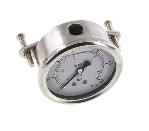 Manomètre à glycérine G1/4 raccord arrière 0 à 0,6 bar 63mm