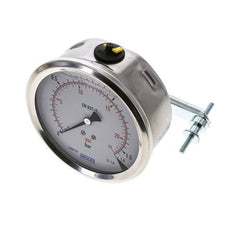Manomètre à glycérine G1/2 raccord arrière 0 à 1,6 bar 100mm WIKA