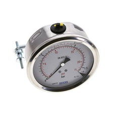 Manomètre à glycérine G1/2 raccord arrière 0 à 1,6 bar 100mm WIKA