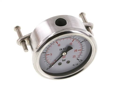 Manomètre à glycérine G1/4 raccord arrière 0 à 1,6 bar 63mm
