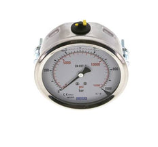Manomètre à glycérine G1/2 raccord arrière 0 à 1000 bar 100mm WIKA