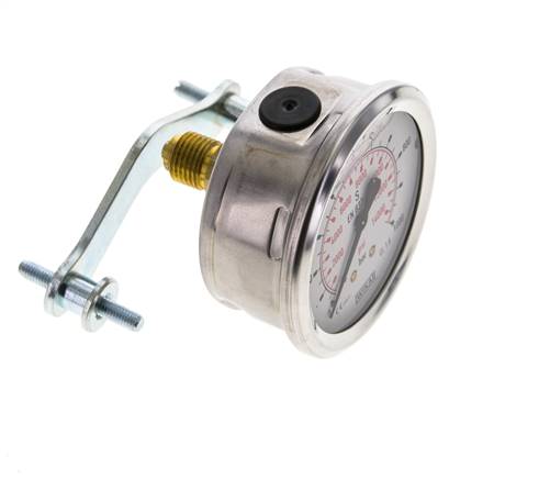 Manomètre à glycérine G1/4 raccord arrière 0 à 1000 bar 63mm WIKA