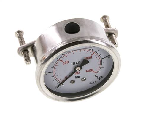 Manomètre à glycérine G1/4 raccord arrière 0 à 100 bar 63mm