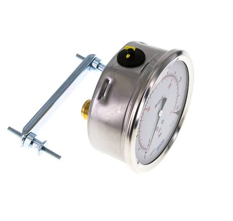 Manomètre à glycérine G1/2 raccord arrière 0 à 10 bar 100mm WIKA