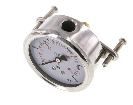 Manomètre à glycérine G1/4 raccord arrière 0 à 10 bar 63mm