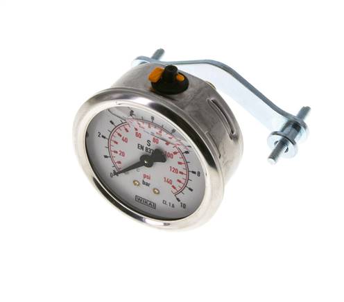 Manomètre à glycérine G1/4 raccord arrière 0 à 10 bar 63mm WIKA