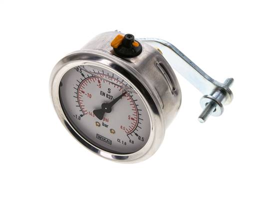 Manomètre à glycérine G1/4 raccord arrière -1 à 0,6 bar 63mm WIKA