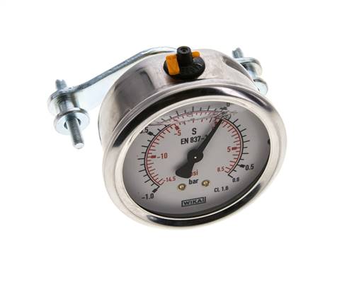 Manomètre à glycérine G1/4 raccord arrière -1 à 0,6 bar 63mm WIKA