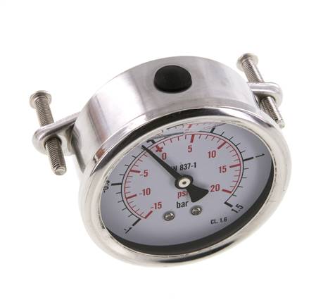 Manomètre à glycérine G1/4 raccord arrière -1 à 1,5 bar 63mm