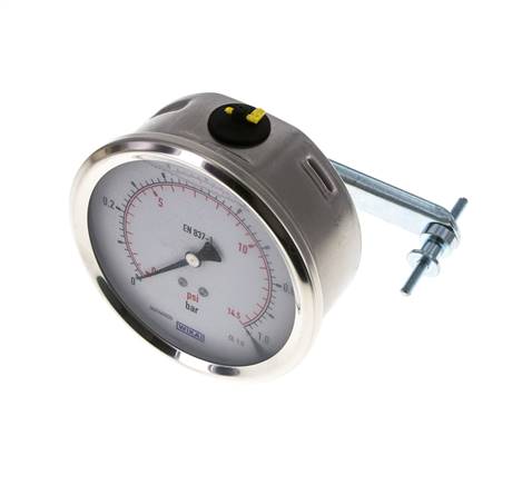 Manomètre à glycérine G1/2 raccord arrière 0 à 1 bar 100mm WIKA