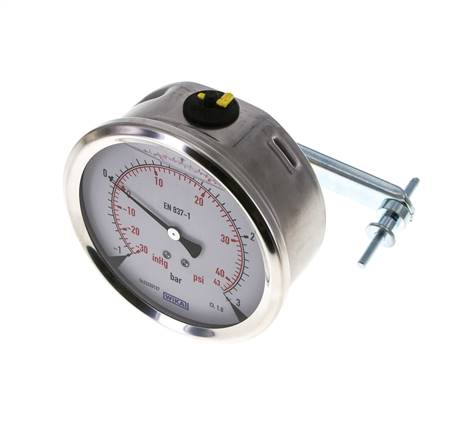 Manomètre à glycérine G1/2 raccord arrière -1 à 3 bar 100mm WIKA