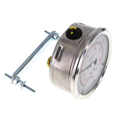 Manomètre à glycérine G1/2 raccord arrière -1 à 3 bar 100mm WIKA