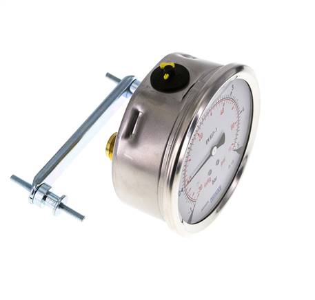 Manomètre à glycérine G1/2 raccord arrière -1 à 5 bar 100mm WIKA