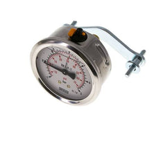 Manomètre à glycérine G1/4 raccord arrière -1 à 5 bar 63mm WIKA