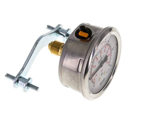 Manomètre à glycérine G1/4 raccord arrière -1 à 5 bar 63mm WIKA