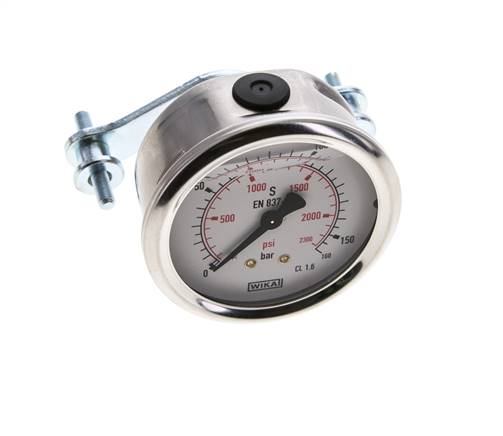 Manomètre à glycérine G1/4 raccord arrière 0 à 160 bar 63mm WIKA