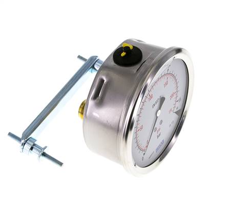 Manomètre à glycérine G1/2 raccord arrière 0 à 16 bar 100mm WIKA