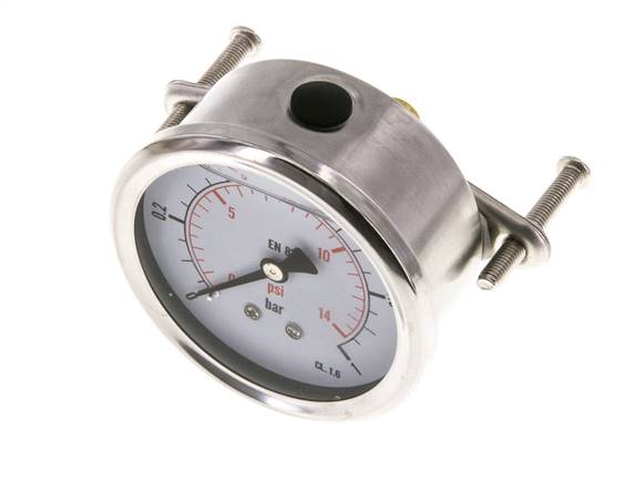 Manomètre à glycérine G1/4 raccord arrière 0 à 1 bar 63mm