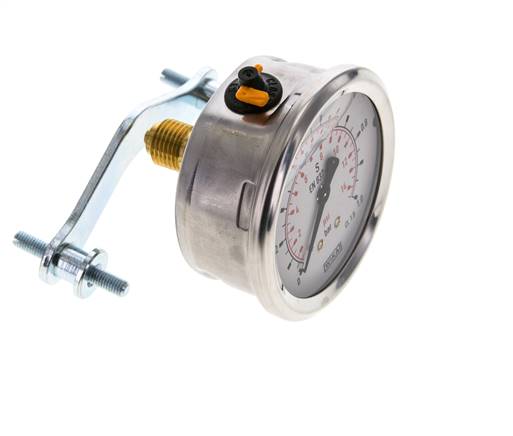 Manomètre à glycérine G1/4 raccord arrière 0 à 1 bar 63mm WIKA