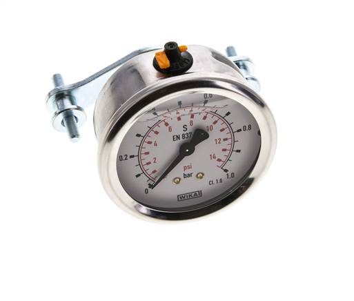 Manomètre à glycérine G1/4 raccord arrière 0 à 1 bar 63mm WIKA