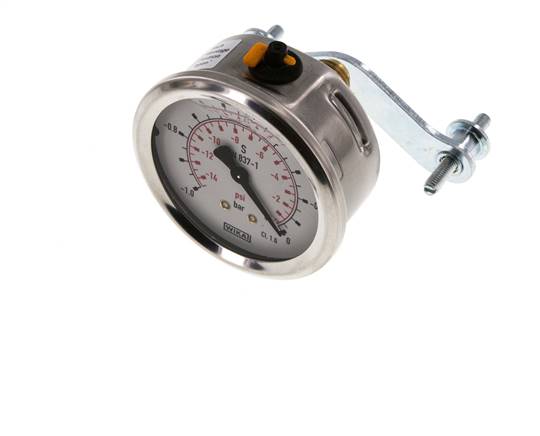 Manomètre à glycérine G1/4 raccord arrière -1 à 0 bar 63mm WIKA
