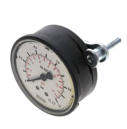 Manomètre à glycérine en plastique G1/4 raccord arrière 0 à 1 bar 63mm WIKA