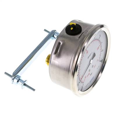 Manomètre à glycérine G1/2 raccord arrière -1 à 9 bar 100mm WIKA