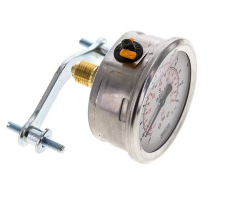 Manomètre à glycérine G1/4 raccord arrière -1 à 9 bar 63mm WIKA