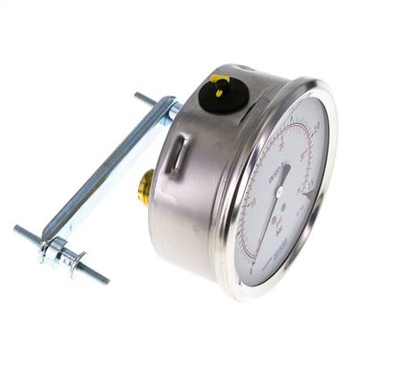 Manomètre à glycérine G1/2 raccord arrière 0 à 2,5 bar 100mm WIKA