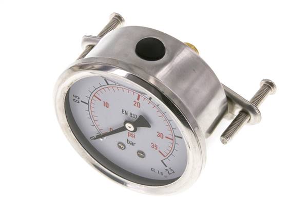 Manomètre à glycérine G1/4 raccord arrière 0 à 2,5 bar 63mm