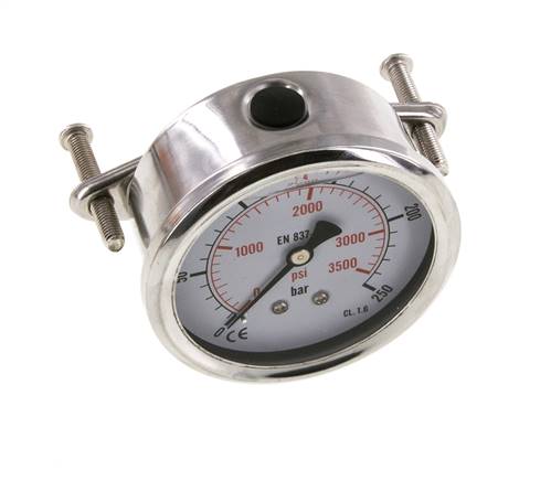 Manomètre à glycérine G1/4 raccord arrière 0 à 250 bar 63mm
