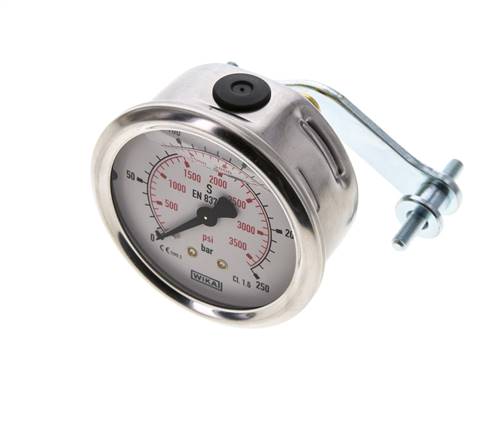 Manomètre à glycérine G1/4 raccord arrière 0 à 250 bar 63mm WIKA