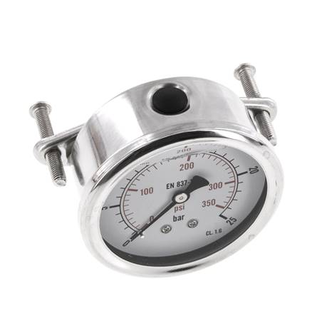 Manomètre à glycérine G1/4 raccord arrière 0 à 25 bar 63mm